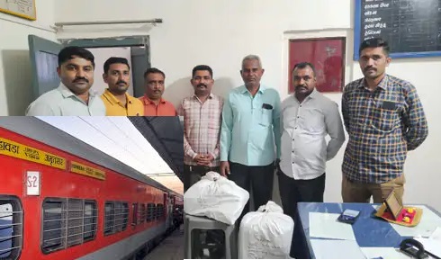 ભરૂચ અંકલેશ્વર વચ્ચે હાવડા ટ્રેન માંથી 10 કિલો ગાંજો ભરેલી બિનવારસી બેગ મળી;